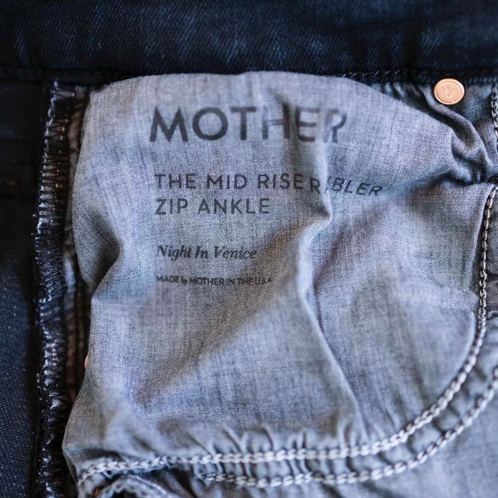 Mother Denim Rambler Wide Leg Mid Rise Dark Wash Jeans Size 26 Night in Venice - Picture 11 of 14